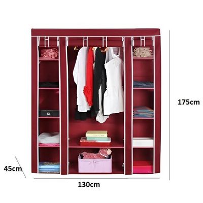 Guarda Roupa Cabideiro Portatil Prateleiras Dobravel Armario Arara Grande Organizador Vermelho