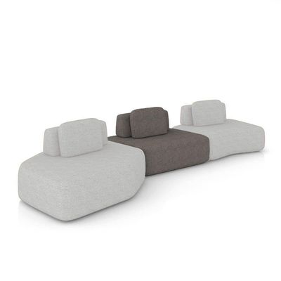 Sofá 3 Lugares Orgânico Com Chaise E 2 Módulos Berlim Bouclê Cinza Claro-grafite K01 - D'rossi