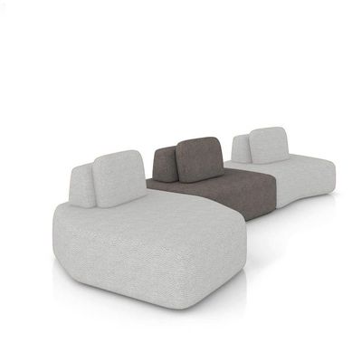 Sofá 3 Lugares Orgânico Com Chaise E 2 Módulos Berlim Bouclê Cinza Claro-grafite K01 - D'rossi