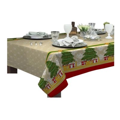 Toalha Mesa Retangular Gourmet 140x290cm Natal Árvore Raner