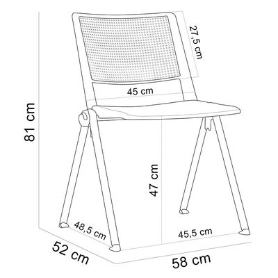 Cadeira Empilhável Fixa Lift F02 Base Aço Cinza Azul - Lyam Decor