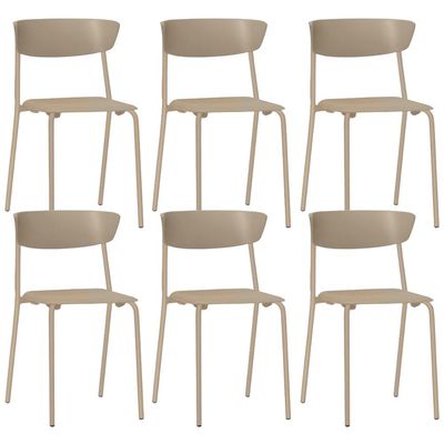 Kit 06 Cadeiras Empilhável Fixa Atom F02 Base Aço Nude - Lyam Decor