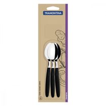 Conjunto de Colheres para Cha Tramontina Ipanema com Laminas em Aço Inox e Cabos de Polipropileno Preto 3 Peças