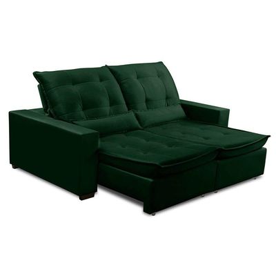 Sofa Retratil Reclinavel 2 Lugares 2,40m Atlantis Veludo Verde Lansofbr