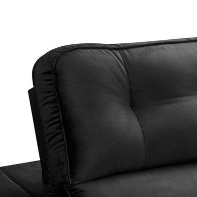 Sofa Retratil Reclinavel 2 Lugares 2,40 Vitória Veludo Preto Lansofbr
