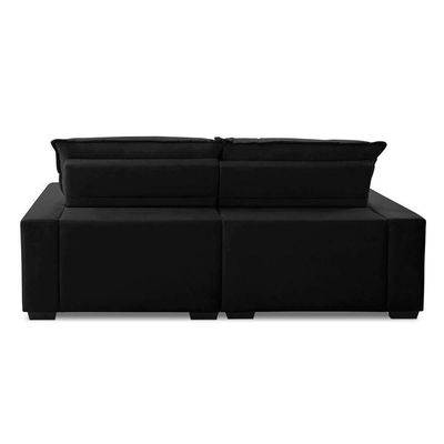 Sofa Retratil Reclinavel 2 Lugares 2,60m Atlantis Veludo Preto Lansofbr