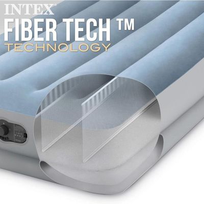Colchão Inflável Solteiro Dura Beam Prestige Azul Standard 136kg Bomba Usb Intex