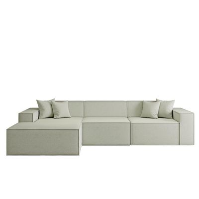 Sofá 3 Lugares 2,75m Bouclê Com Chaise Compactair - Balaqui Cor:bege Bege