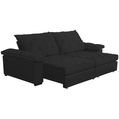 Sofá Retrátil E Reclinável 2,40m Clara | Conforto Premium E Design Elegante Preto