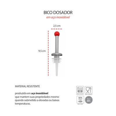 Bico Dosador de Azeite Garrafas Bebidas Inox e Tampa 2un