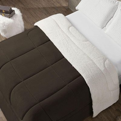 Coberdrom Cobertor King 1 Peça Maya Manta Soft E Sherpa De Carneiro 100% Poliéster Cor:tabaco