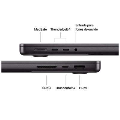 MacBook Pro 16", M4 Pro, CPU de 14 núcleos, GPU de 20 núcleos, 24GB RAM, 512GB SSD - Preto-espacial