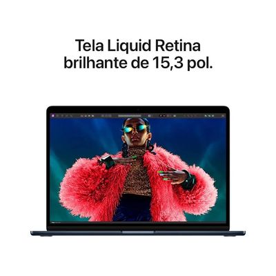 Notebook Apple MacBook Air 13" M3(CPU de 8 núcleos, GPU de 10 núcleos, 8GB RAM, 512GB SSD) - Meia-Noite