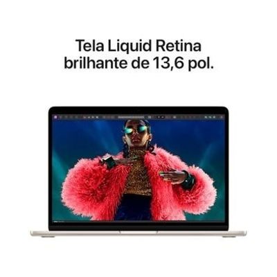 MacBook Air Apple 13", M3, CPU de 8 Núcleos, GPU de 8 Núcleos, 8GB RAM, SSD 256GB, Estelar