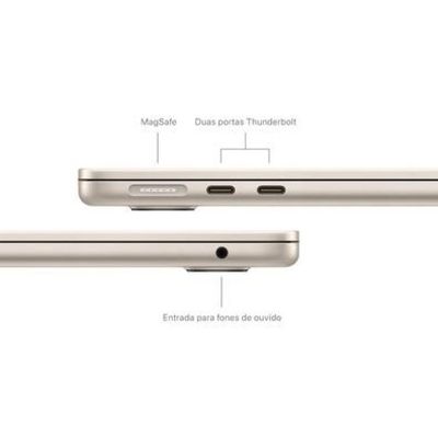 MacBook Air Apple 13", M3, CPU de 8 Núcleos, GPU de 8 Núcleos, 8GB RAM, SSD 256GB, Estelar