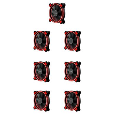 Gabinete Gamer Aquario Clarity Preto + 7 Fan LED Vermelho