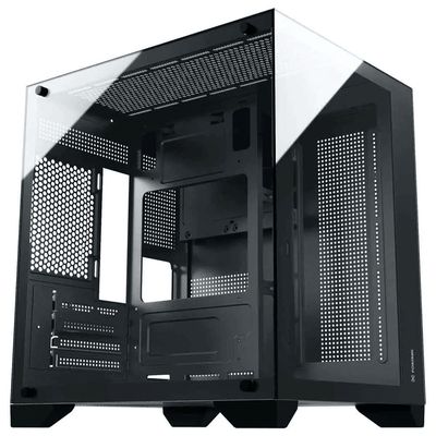 Gabinete Gamer Aquario Clarity Preto + 7 Fan LED Cor Verde