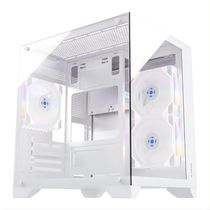 Gabinete Gamer Aquario Clarity Branco vidro + 7 Fans LED RGB