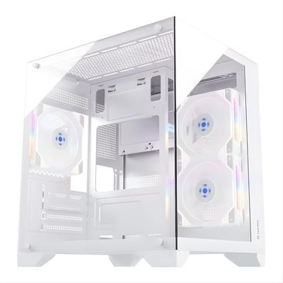 Gabinete Gamer Aquario Clarity Branco + 7 Fan LED Cor Verde