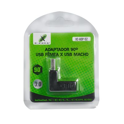 Adaptador USB 3.0 90° fêmea e macho XC-ADP-52 X-Cell