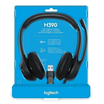 Headset Gamer USB Logitech Preto H390 Com Microfone Flexível