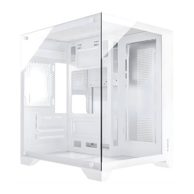 Gabinete Gamer Aquario Clarity Branco + 7 Fan LED Vermelho