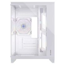 Gabinete Gamer Aquario Clarity Branco + 7 Fan LED Vermelho