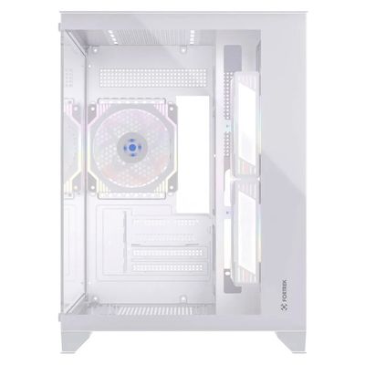 Gabinete Gamer Aquario Clarity Branco + 7 Fan LED Vermelho