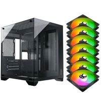 Gabinete Gamer Aquario Clarity Preto vidro + 7 Fans LED RGB