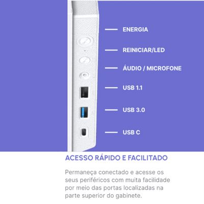 Gabinete Gamer Aquario Clarity Max Branco Fortrek Até 9 Fan