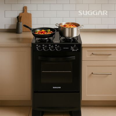 Fogão Suggar de Piso Cook Essence 4 Bocas com Mesa de Vidro Preto