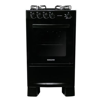 Fogão Suggar de Piso Cook Essence 4 Bocas com Mesa de Vidro Preto