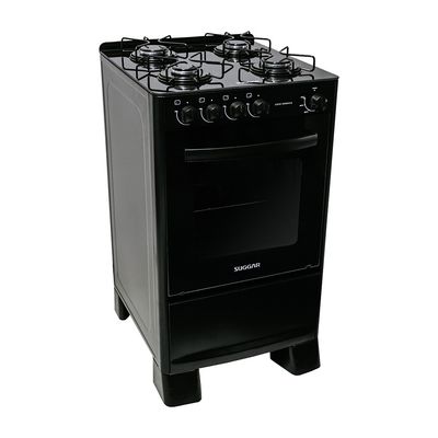 Fogão Suggar de Piso Cook Essence 4 Bocas com Mesa de Vidro Preto