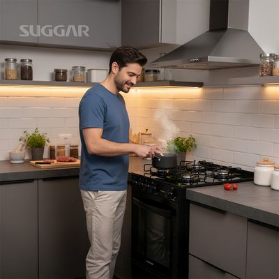 Fogão Suggar de Piso Cook Essence 4 Bocas com Mesa de Vidro Preto