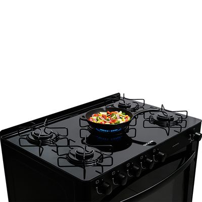 Fogão Suggar de Piso Cook Essence 5 Bocas com Mesa de Vidro Preto