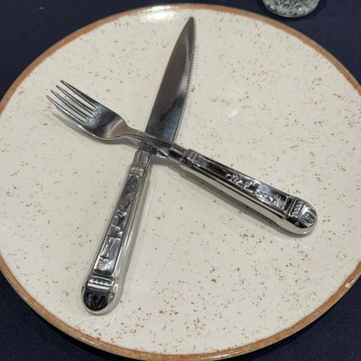 Faqueiro Nobre 12 Peças Churrasco Prateado Garfos e Facas Aço Inox Jantar Churrascaria