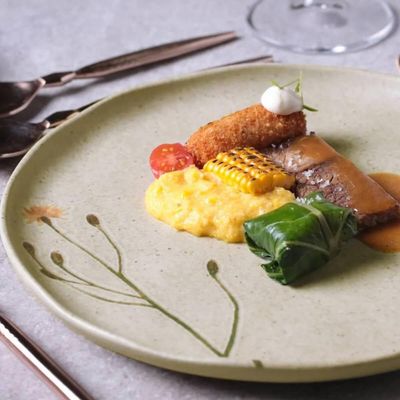 Jogo de Pratos Rasos e Fundos 8 Peças Porto Brasil Cerâmica Stoneware Decorada