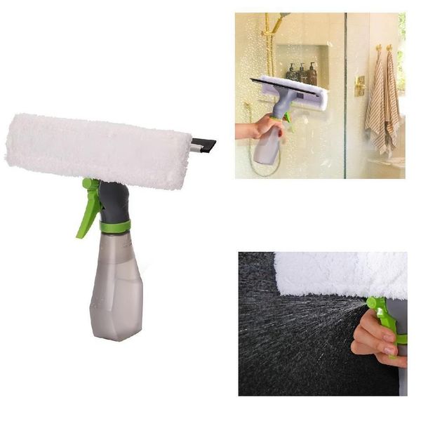 Rodo Mop Spray Reservatório Limpa Vidro Janela Box Borrifador 3 Em 1 Kit Completo
