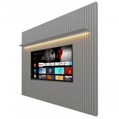 Painel Para Tv 2.3 Ripado Com Led Nobre Cinza - Gelius Móveis