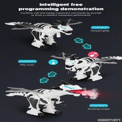Dinossauro Robo Controle Remoto Gigante Dragao Solta Fumaca Interativo Som Luz Sensor Movimento
