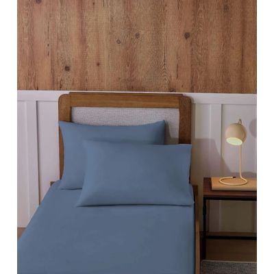 Jogo De Cama Solteiro Malha 2 Peças Liso Vivaldi Azul UN / Azul