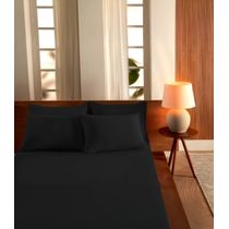 Jogo De Cama Queen Malha 3 Peças Liso Vivaldi Preto
