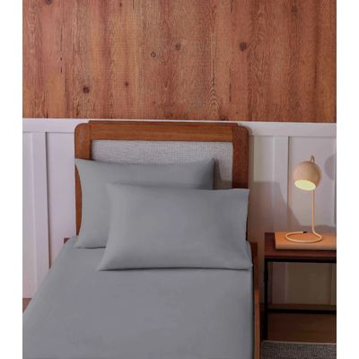 Jogo De Cama Solteiro Malha 2 Peças Liso Vivaldi Cinza UN / Cinza