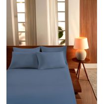 Jogo De Cama King Malha 3 Peças Liso Vivaldi Azul