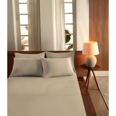 Jogo De Cama King Malha 3 Peças Liso Vivaldi Bege UN / Bege