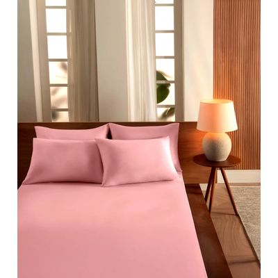 Jogo De Cama King Malha 3 Peças Liso Vivaldi Rosa UN / Rosa