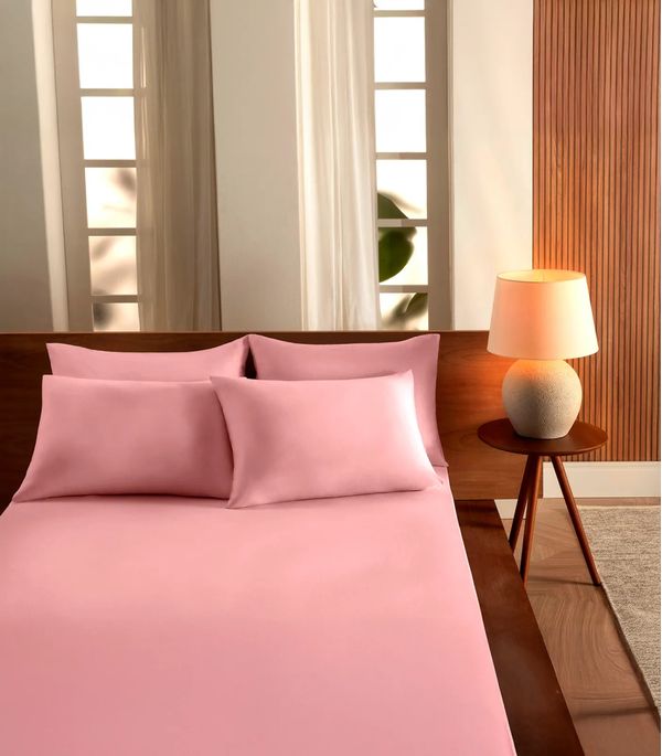 Jogo De Cama Casal Malha 3 Peças Liso Vivaldi Rosa UN / Rosa