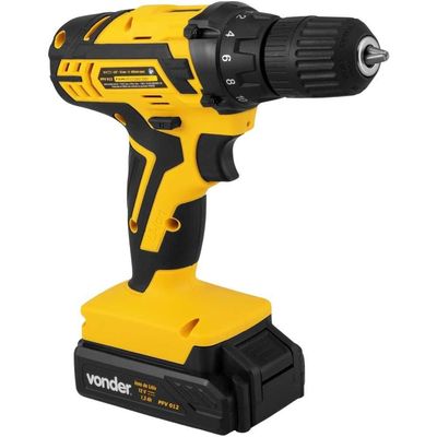 Furadeira E Parafusadeira à Bateria 12v Bivolt Pfv 012 Com Kit De Brocas E Bits Vonder Bivolt