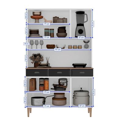 Kit De Cozinha Compacta 120cm Em Aço Branco Retrô
