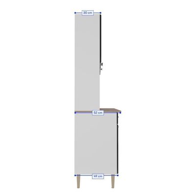 Kit De Cozinha Compacta 120cm Em Aço Branco Retrô